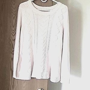 Loft cable knit women Large light beige 60% cotton sweater,pre-loved